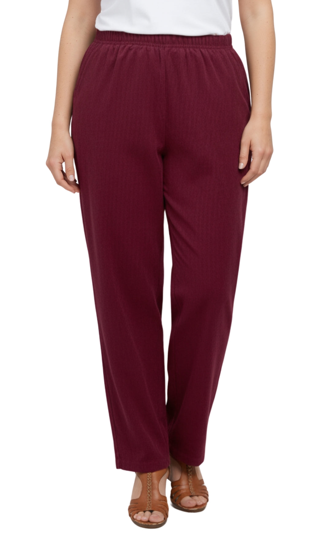 Womens Pull On Fine Wale Corduroy Pants with soft-covered elastic waist