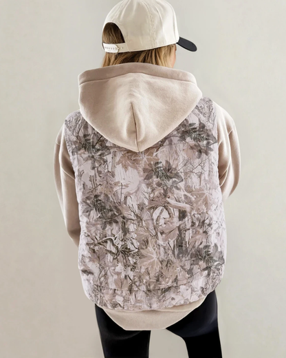 Tessa Camo Leaf Print Winter Puffer Vest - Camo