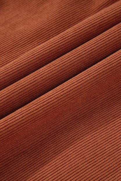 Solid Corduroy 3/4 Sleeve Snap Button Dress