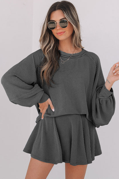 Corded Top and Ruffle Mini Skort Set
