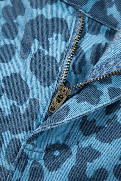 Leopard High Waist Straight Jeans