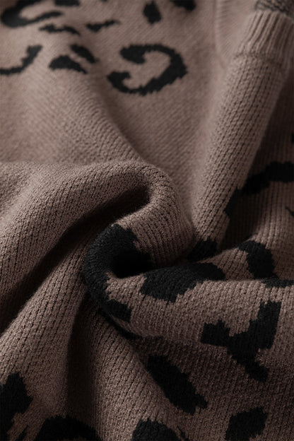 Leopard Asymmetric Drop Shoulder Sweater