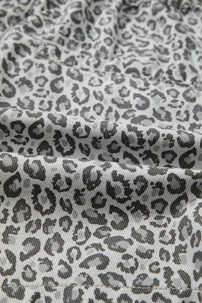 Leopard Denim Wrap Front Shorts