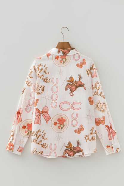 Western Rodeo Cowgirl Buttoned Long Sleeve Shirt