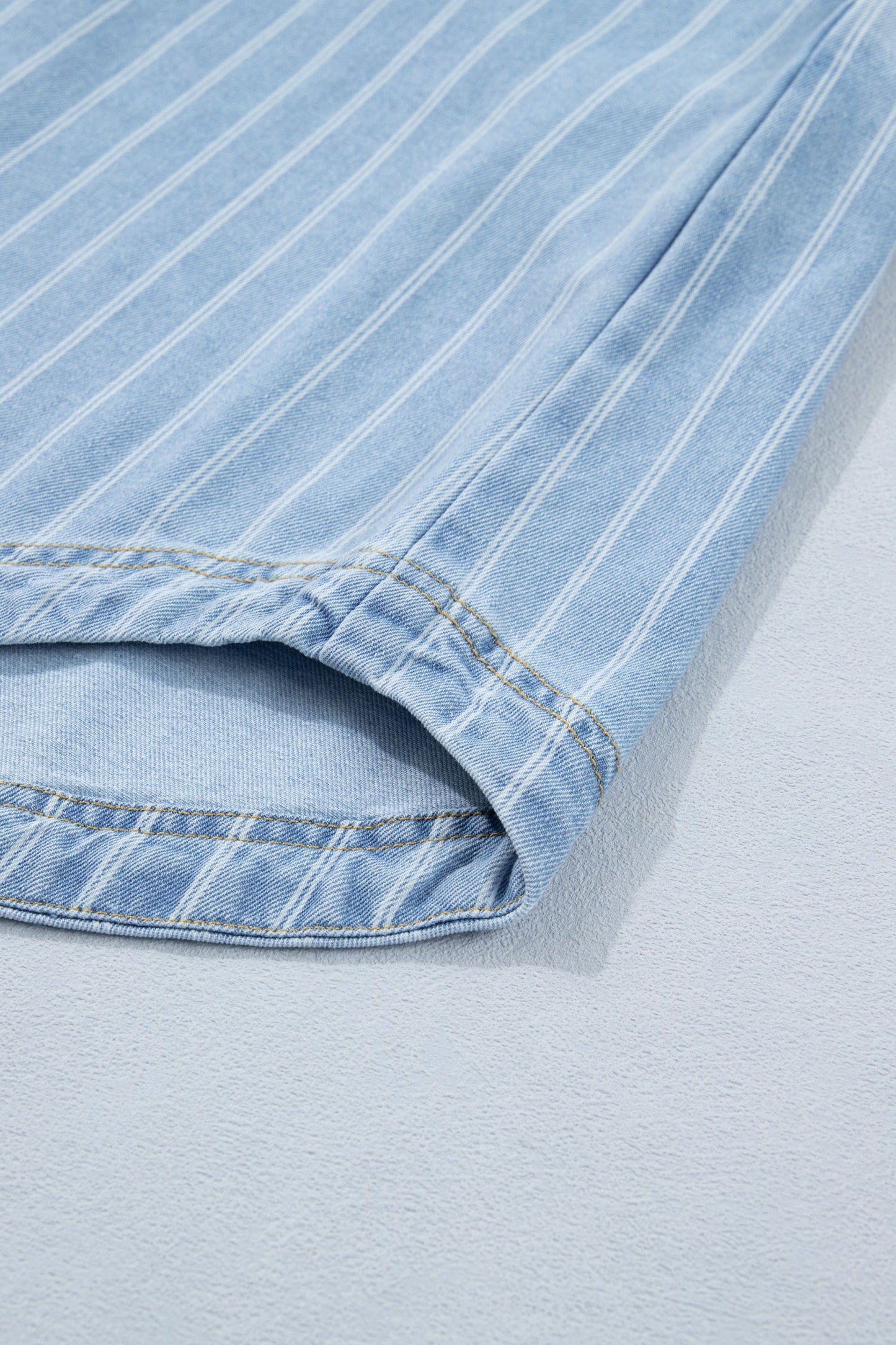 Stripe Denim Buttoned Back Mini T-Shirt Dress