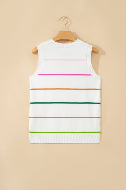 Stripe Round Neck Sleeveless Sweater Tank