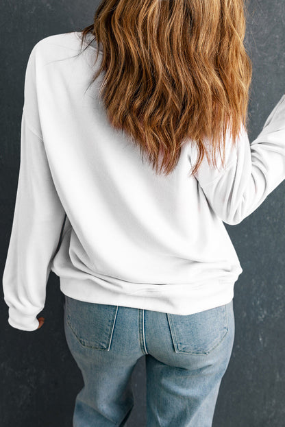 Solid Drop Shoulder Crewneck Pullover Sweatshirt