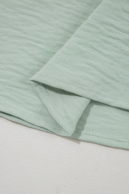Solid Ruffle Short Sleeve Blouse