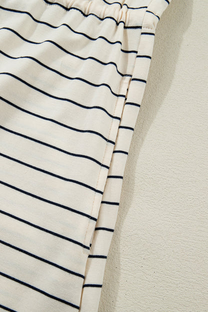 Stripe Drawstring Tunic Tank Mini Dress w/ Pockets