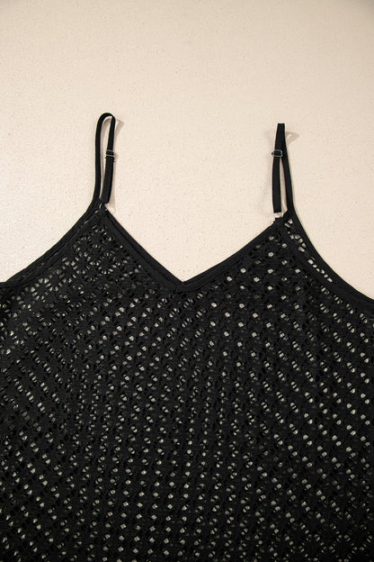 Crochet Patchwork Ruffle Hem Beach Cover-Up