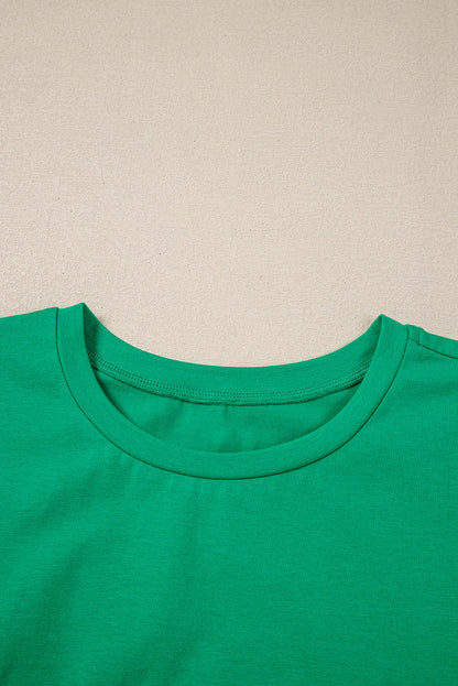 Eyelet Embroidered Ruffle Sleeve Crew Neck Top
