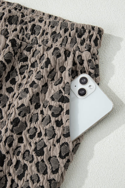 Leopard Textured Short Sleeve Jumper and Pants Set