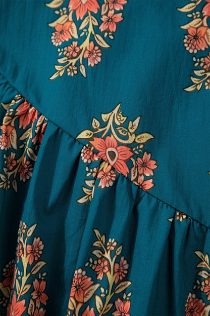 Plus Size Floral Lace Trim Pleated Buttoned Shirt