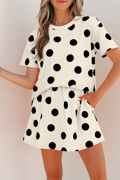 Polka Dot Short Sleeve Top & Mini Skort Set