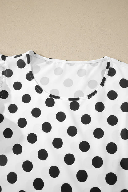 Polka Dot Ruffle Short Sleeve Blouse