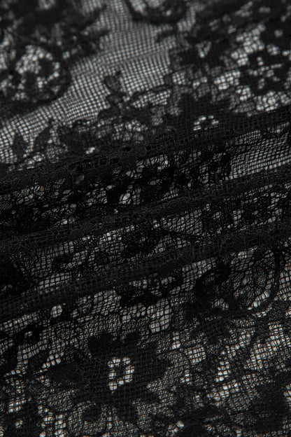 Polka Dot Sheer Lace Patchwork Asymmetric Skirt