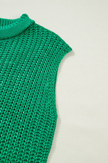 Solid Mock Neck Short Sleeve Knit Sweater