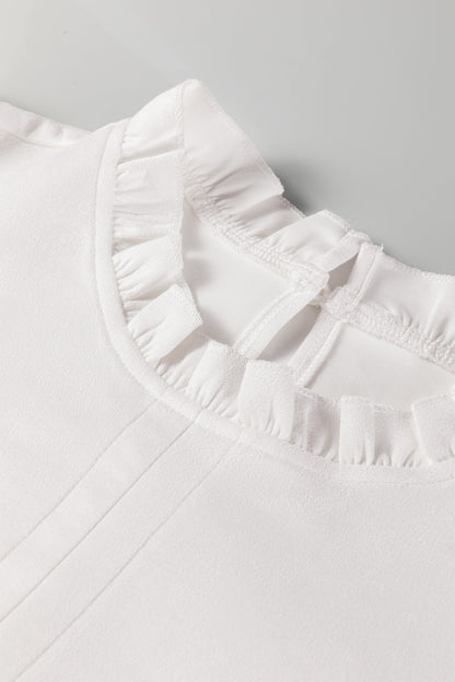Frilled Round Neck Puff Sleeve Mini Dress
