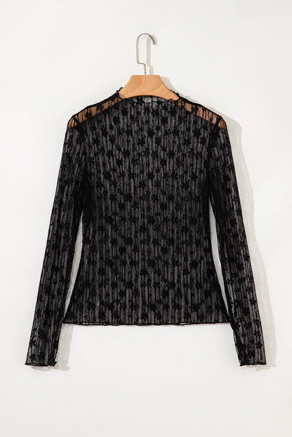 Floral Sheer Lace Long Sleeve Top