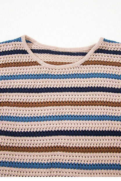 Stripe Drop Shoulder Round Neck Sweater
