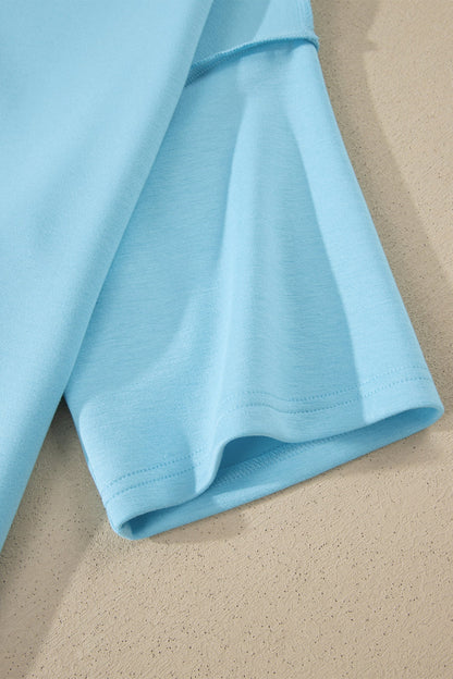 Solid Exposed Seam Mock Neck Tee & Shorts Set