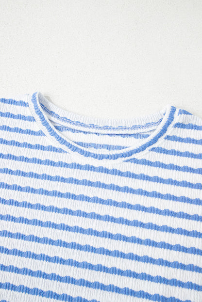 Stripe Knitted Top & Drawstring Shorts Set