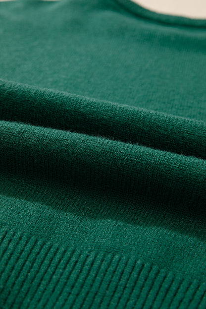Solid Pearl Drop Shoulder Round Neck Sweater