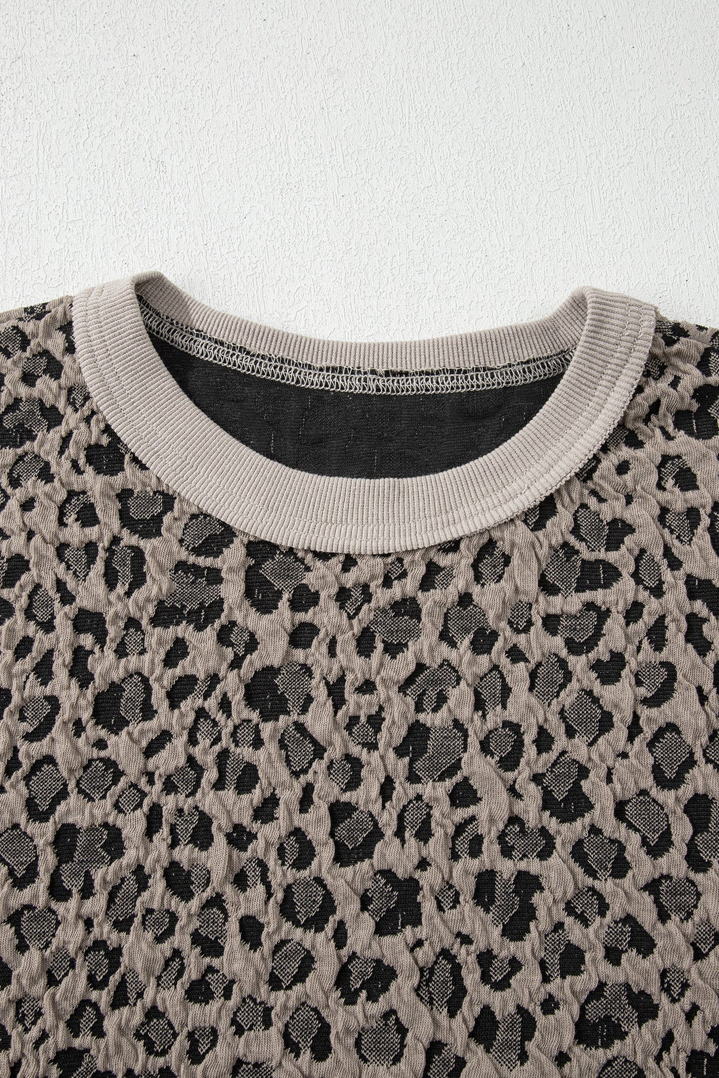 Leopard Textured Short Sleeve Jumper and Pants Set