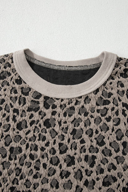 Leopard Textured Short Sleeve Jumper and Pants Set