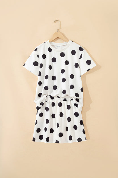Polka Dot Short Sleeve Top & Mini Skort Set