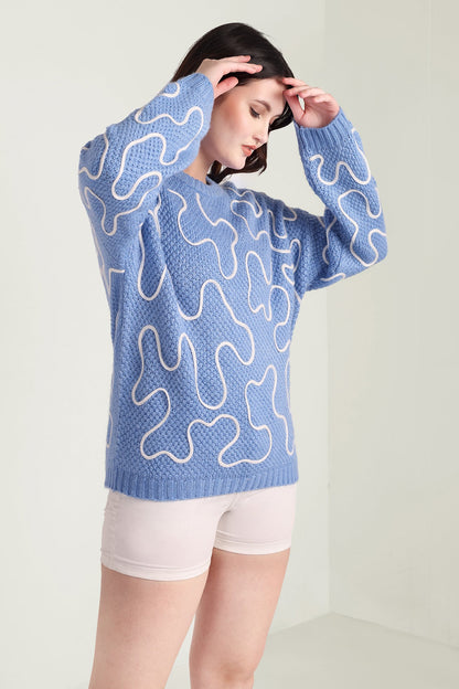 Twist of West Knitted Sweater in Blue