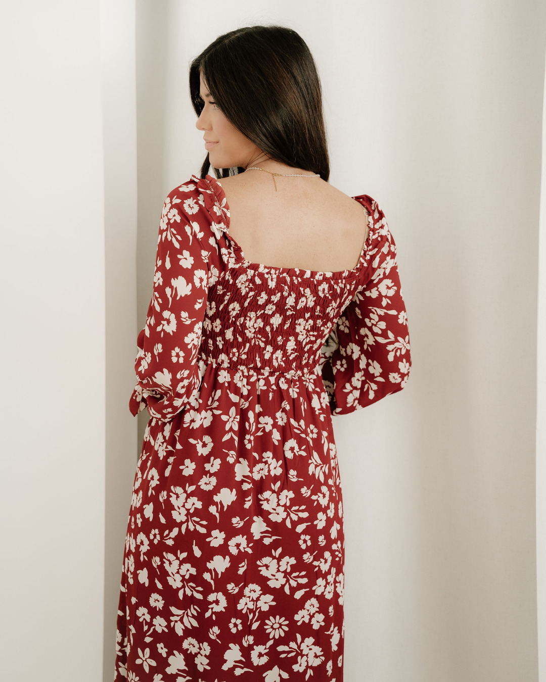 Lydia Sleeve Square Neck Smocked Maxi Dress