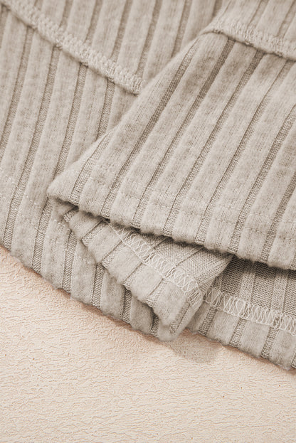 Solid Ribbed Knit Textured Round Neck Top
