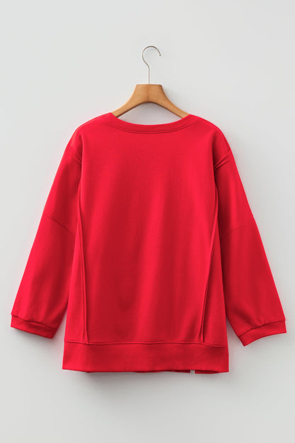 Floral Bow Tie Patch Reverse Seam Sweatshirt