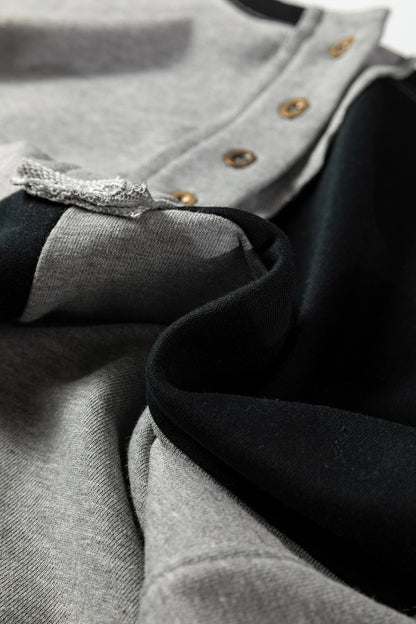 Colorblock Crewneck Henley Sweatshirt