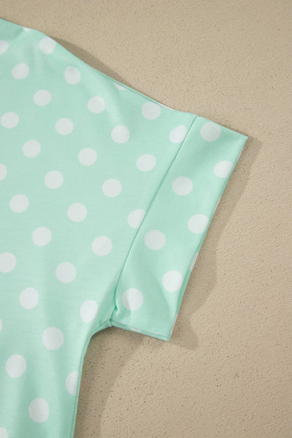 Polka Dot Colorblock Mock Neck & Shorts Set
