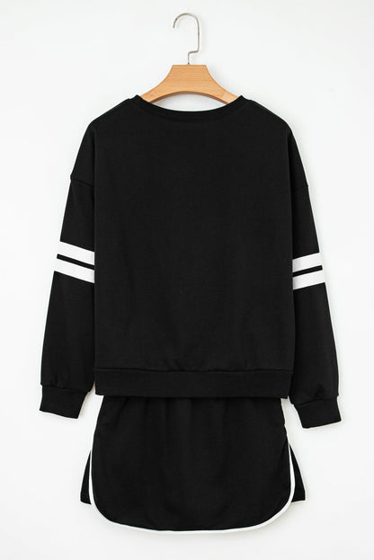 Varsity Stripe Pullover and Mini Skirt Set