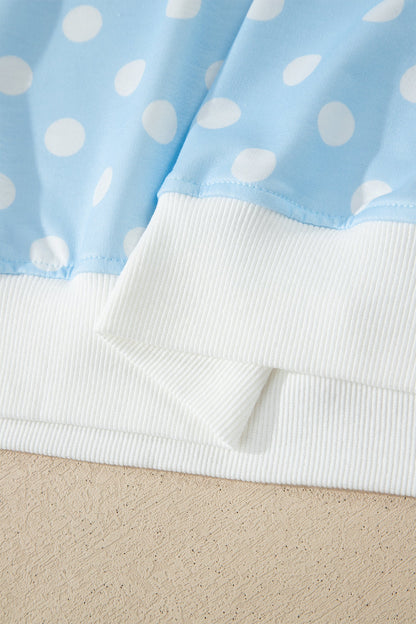 Polka Dot Colorblock Mock Neck & Shorts Set