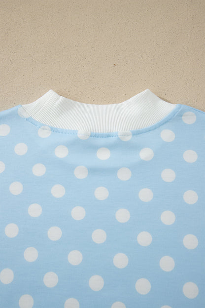 Polka Dot Colorblock Mock Neck & Shorts Set