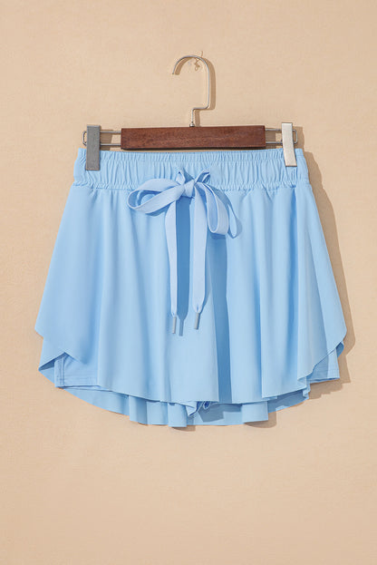 Solid Drawstring Elastic Waist Lined Tennis Skort