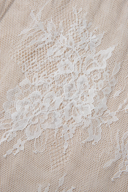 Solid Lace Patchwork Short Sleeve Maxi Dress