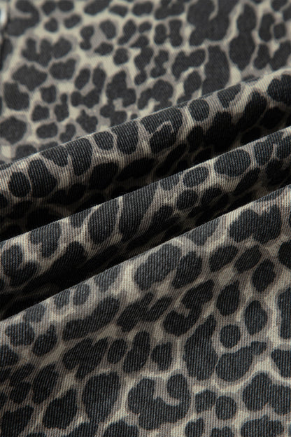 Leopard High Waist Barrel Leg Jeans