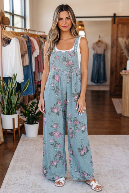 Floral Pleated High Waist Wide Leg Jumpsuit