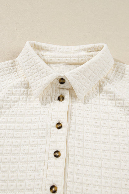 Pineapple Textured Half-Button Collared Sweatshirt