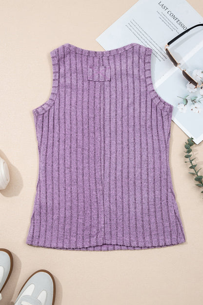 Solid Ribbed Knit Mineral Wash Tank Top