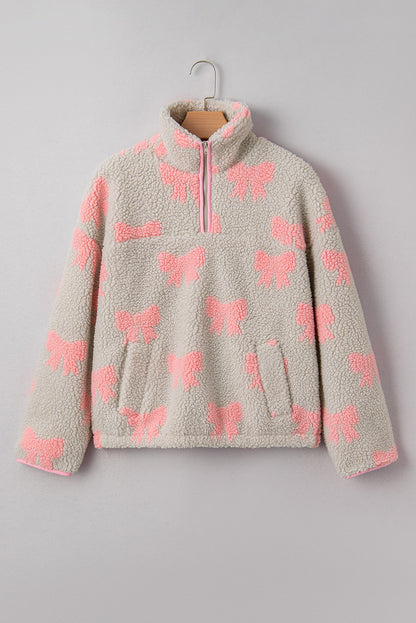 Bow Tie Sherpa Quarter Zip Sweatshirt