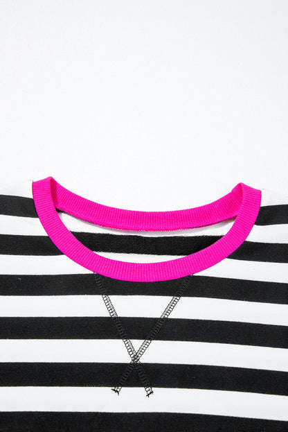 Stripe Contrast Ribbed Top and Shorts Set
