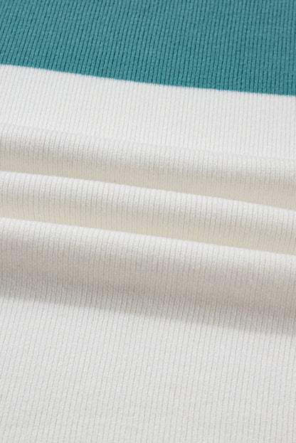 Colorblock Ribbed Knit Long Sleeve Sweater