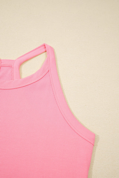 Solid Tank Top & Elastic Waist Mini Skort Set