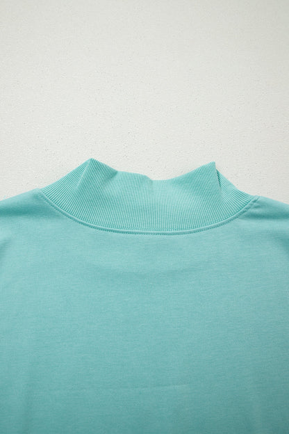 Solid Mock Neck Cap Sleeve Oversized Top